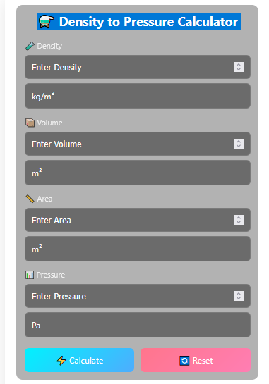 Density to Pressure Calculator