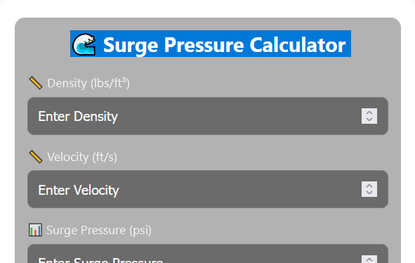 Surge Pressure Calculator