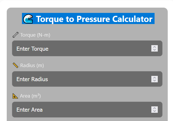 Torque to Pressure Calculator